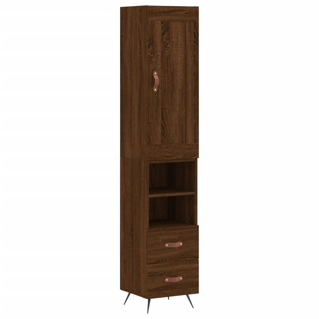 vidaXL Aparador alto madera contrachapada roble marrón 34,5x34x180 cm