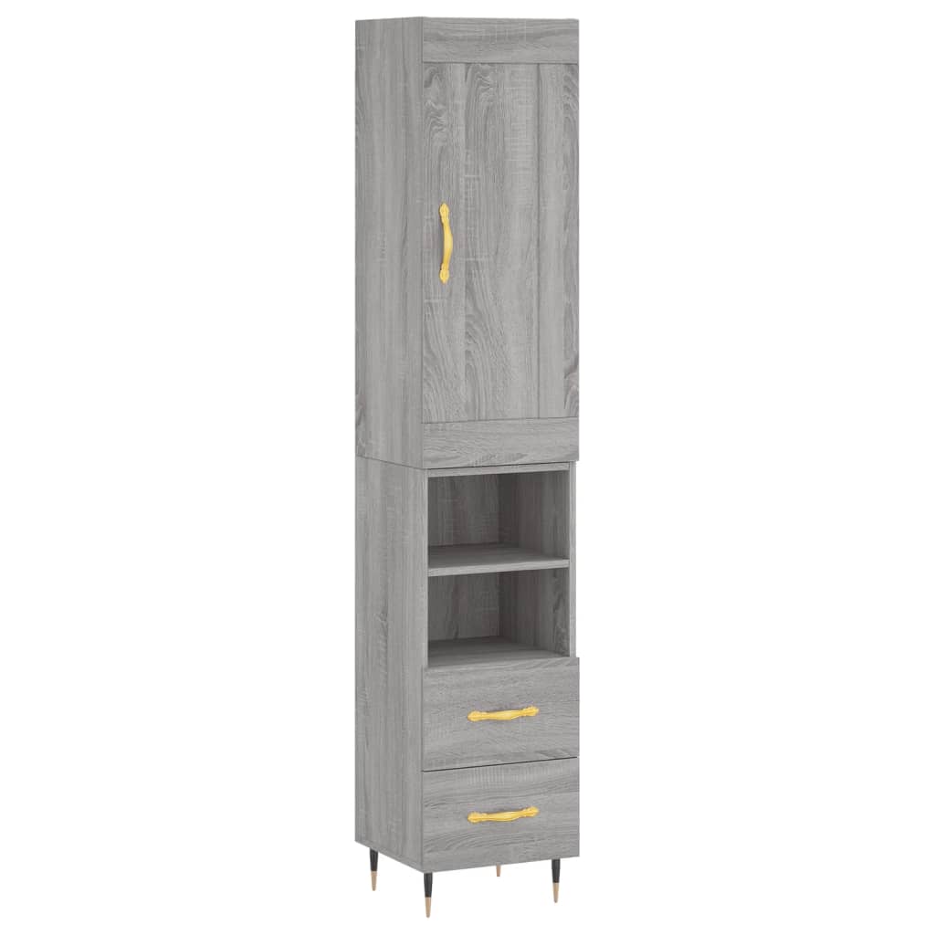 vidaXL Aparador alto madera contrachapada gris Sonoma 34,5x34x180 cm