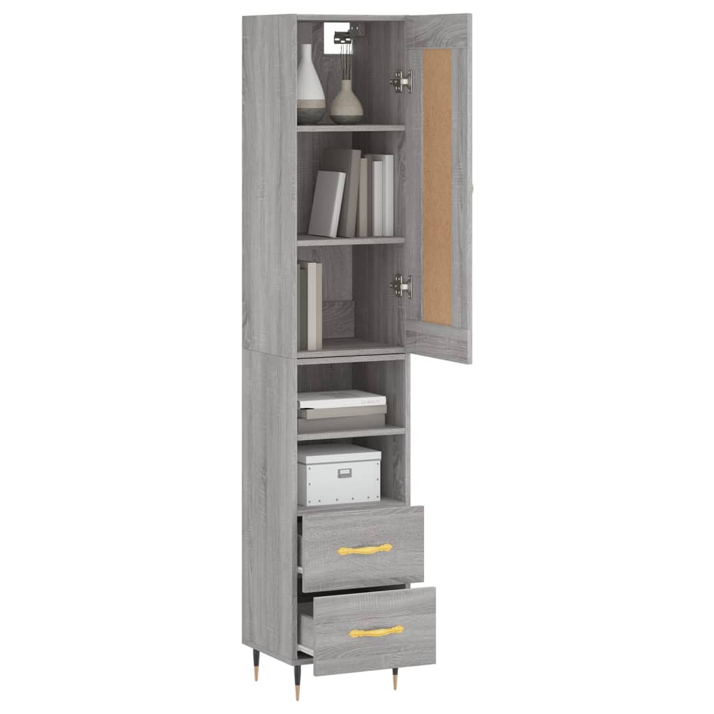 vidaXL Aparador alto madera contrachapada gris Sonoma 34,5x34x180 cm