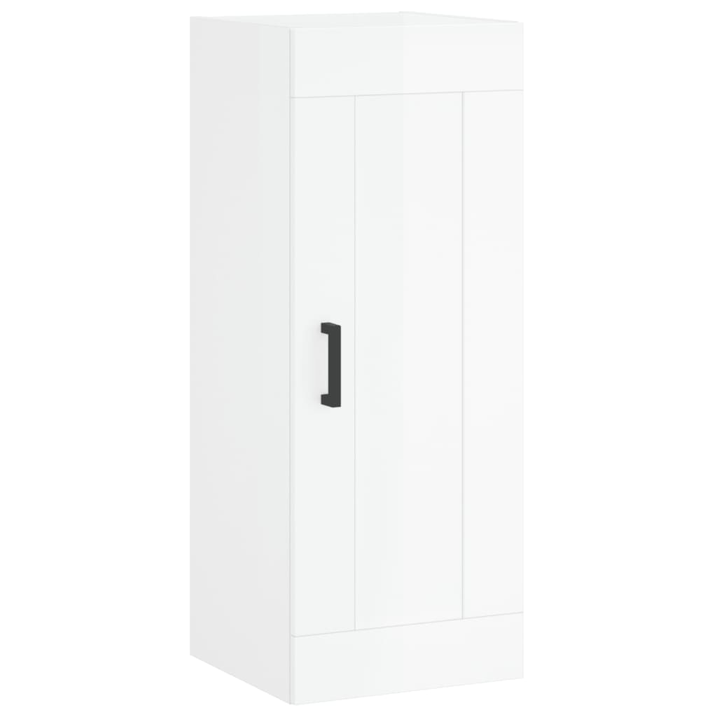 vidaXL Aparador alto madera contrachapada blanco brillo 34,5x34x180 cm