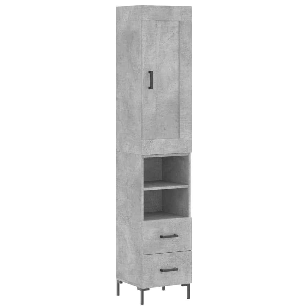 vidaXL Aparador de madera contrachapada gris hormigón 34,5x34x180 cm