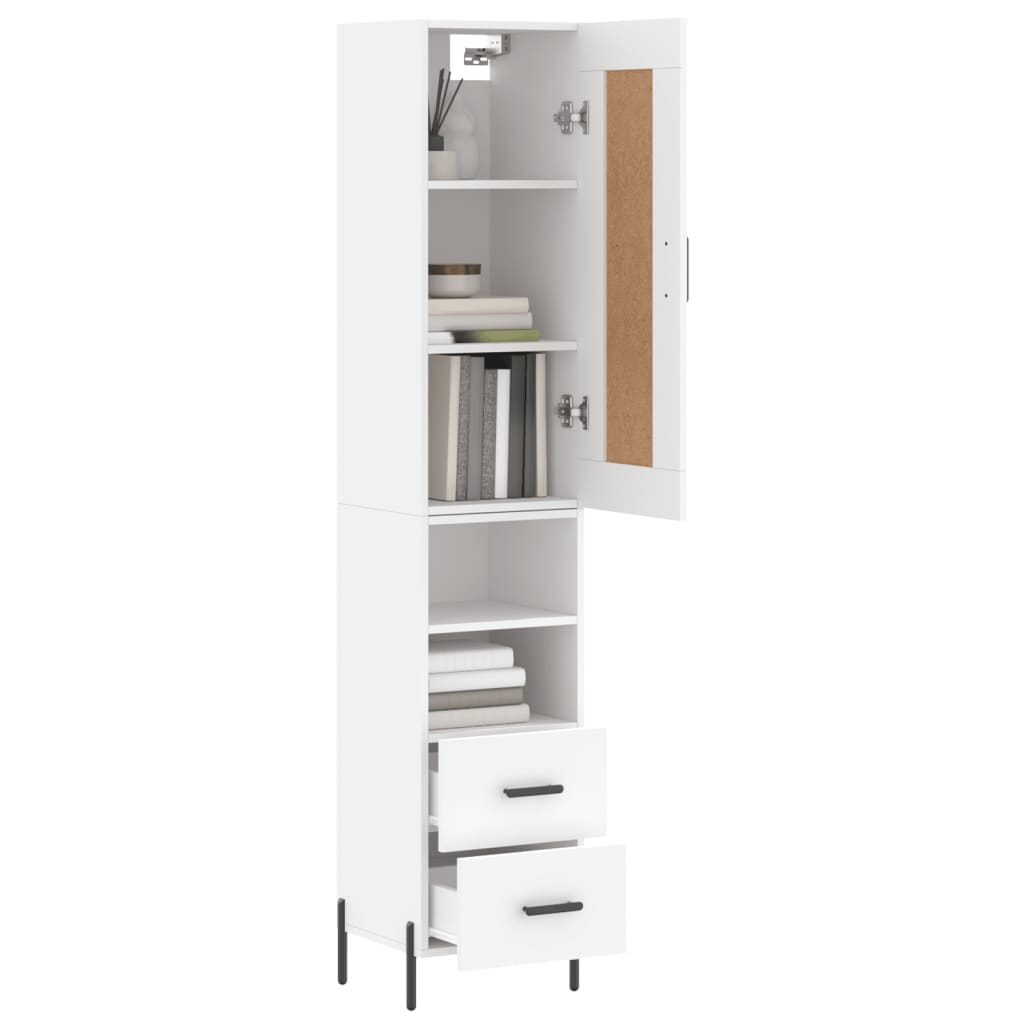 vidaXL Aparador alto madera contrachapada blanco 34,5x34x180 cm