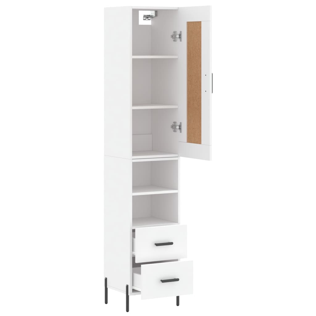 vidaXL Aparador alto madera contrachapada blanco 34,5x34x180 cm