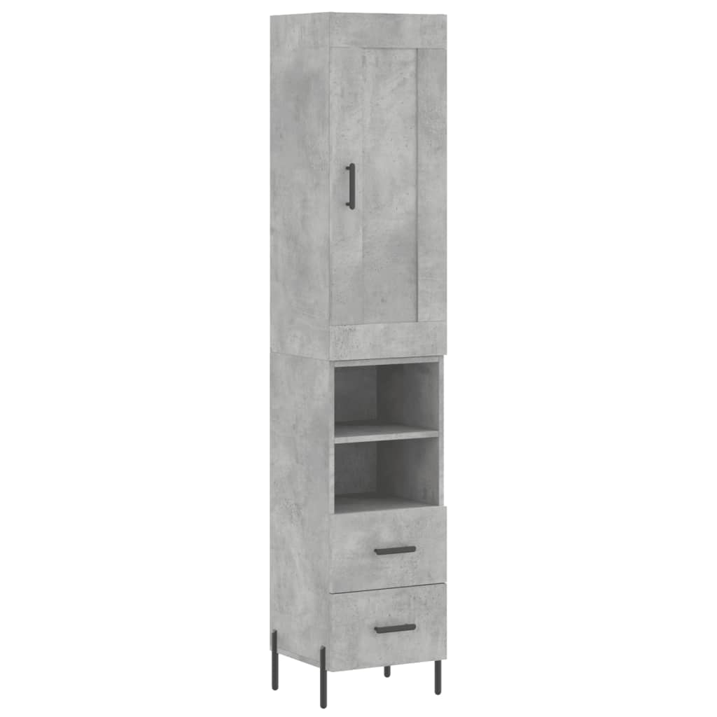 vidaXL Aparador de madera contrachapada gris hormigón 34,5x34x180 cm