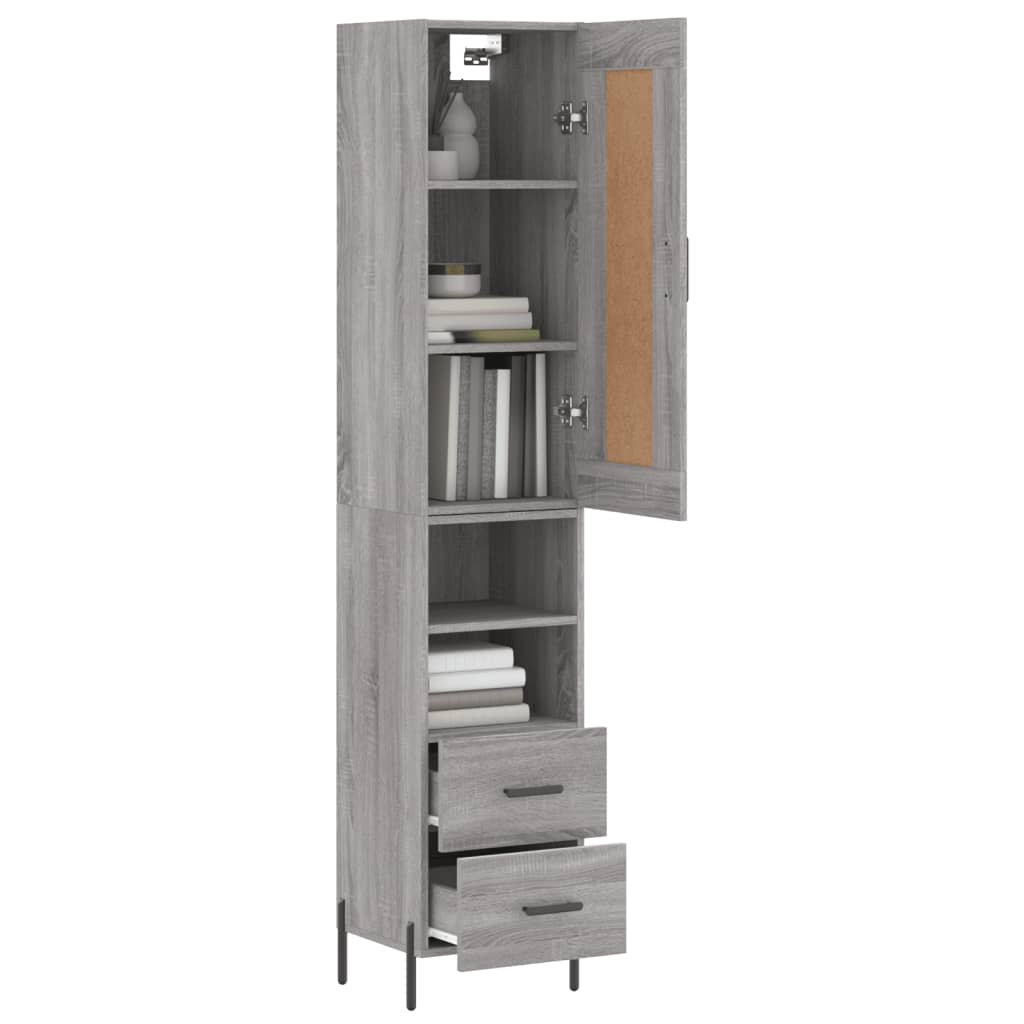 vidaXL Aparador alto madera contrachapada gris Sonoma 34,5x34x180 cm