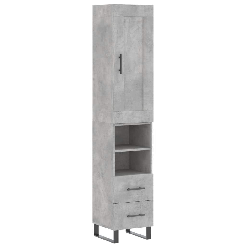 vidaXL Aparador de madera contrachapada gris hormigón 34,5x34x180 cm