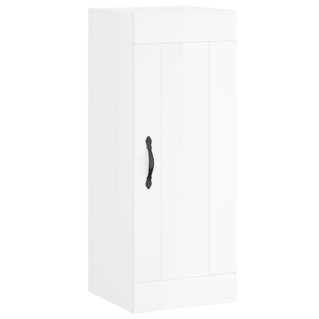 vidaXL Aparador alto madera contrachapada blanco brillo 34,5x34x180 cm