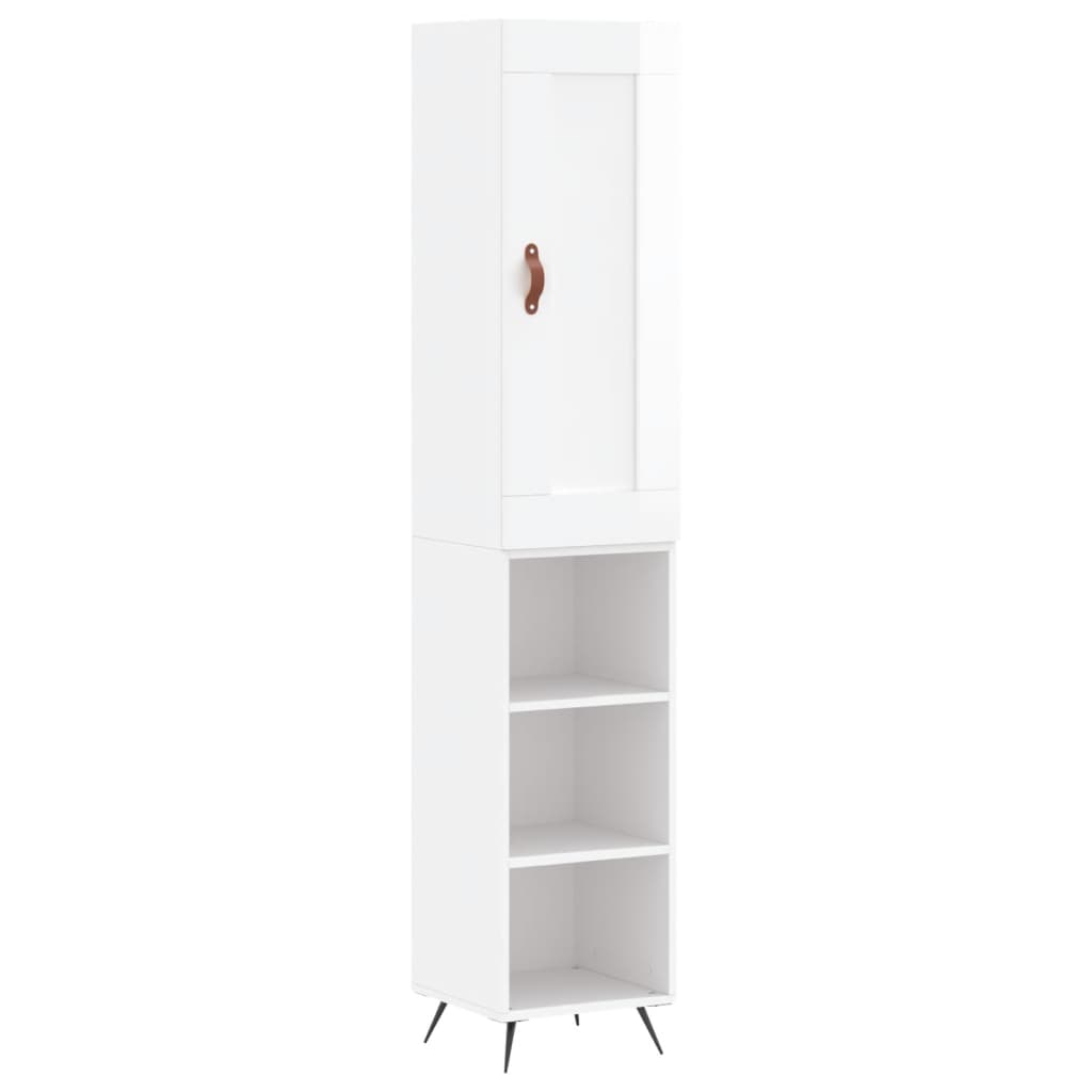 vidaXL Aparador alto madera contrachapada blanco brillo 34,5x34x180 cm