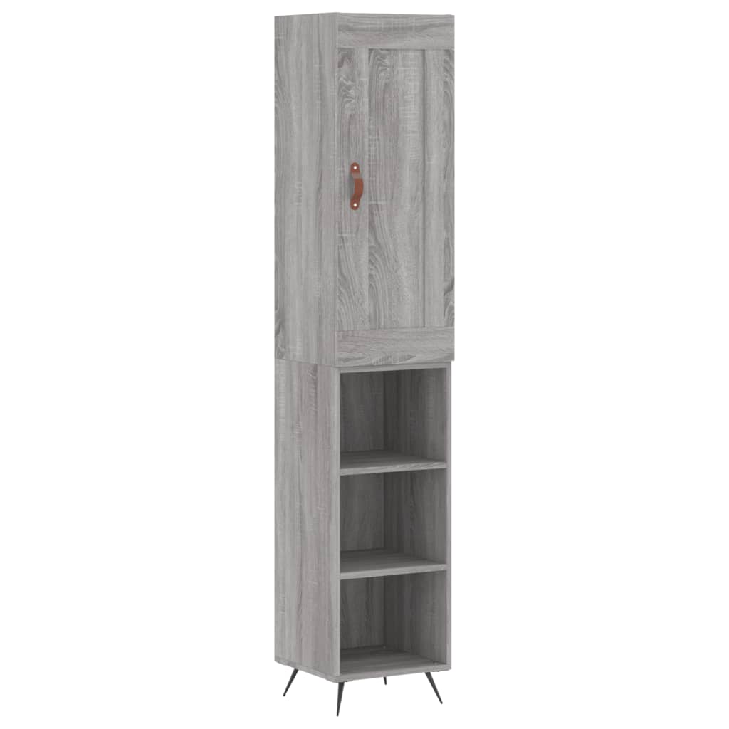 vidaXL Aparador alto madera contrachapada gris Sonoma 34,5x34x180 cm