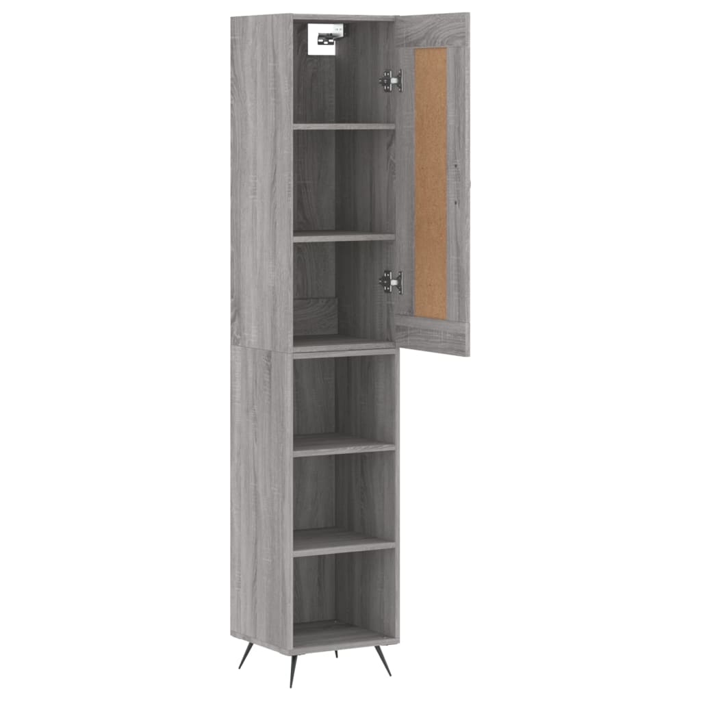 vidaXL Aparador alto madera contrachapada gris Sonoma 34,5x34x180 cm