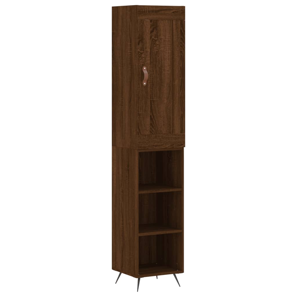 vidaXL Aparador alto madera contrachapada roble marrón 34,5x34x180 cm