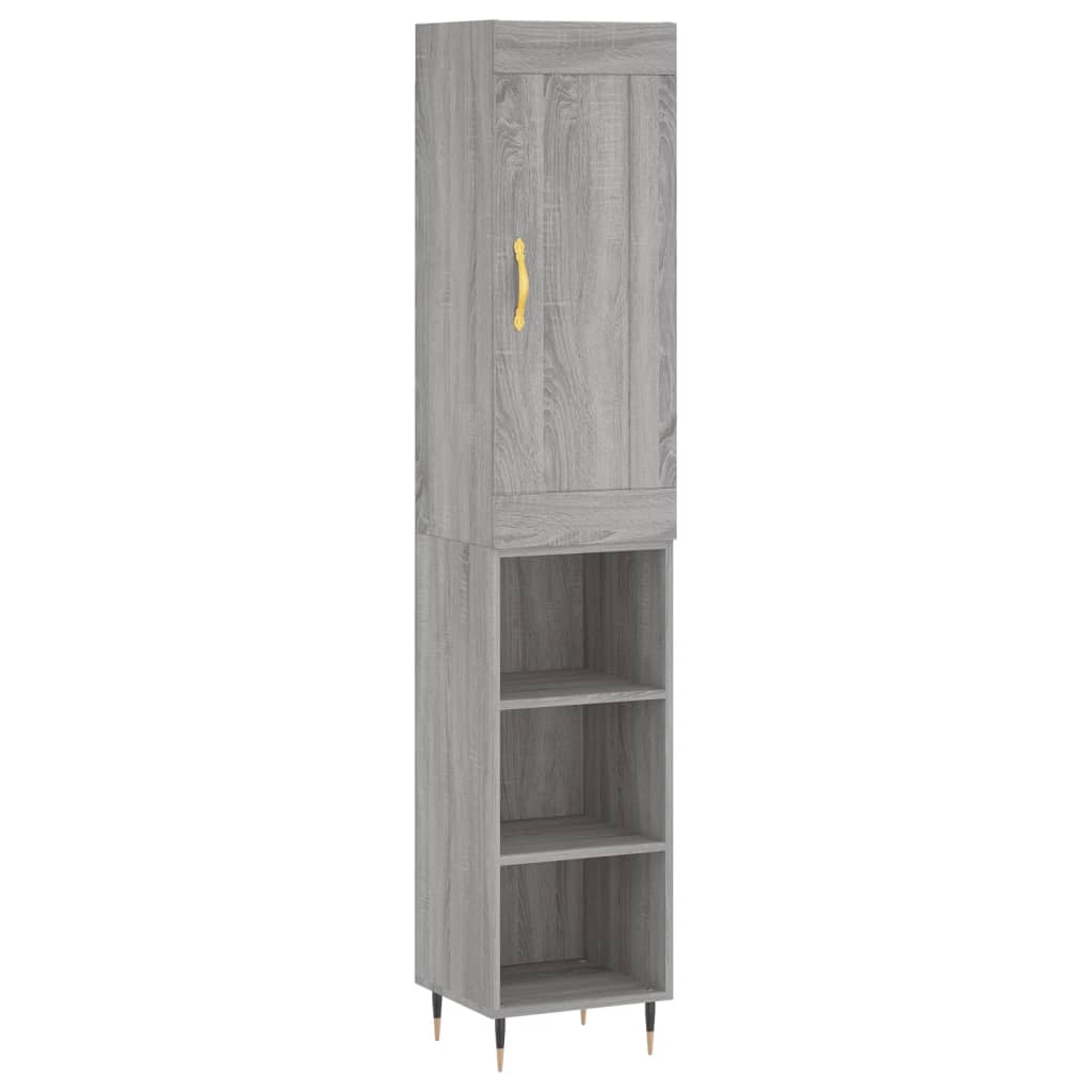 vidaXL Aparador alto madera contrachapada gris Sonoma 34,5x34x180 cm