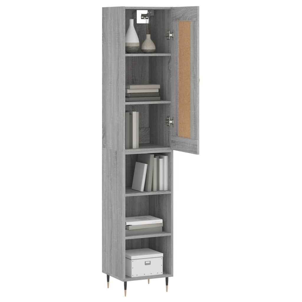 vidaXL Aparador alto madera contrachapada gris Sonoma 34,5x34x180 cm