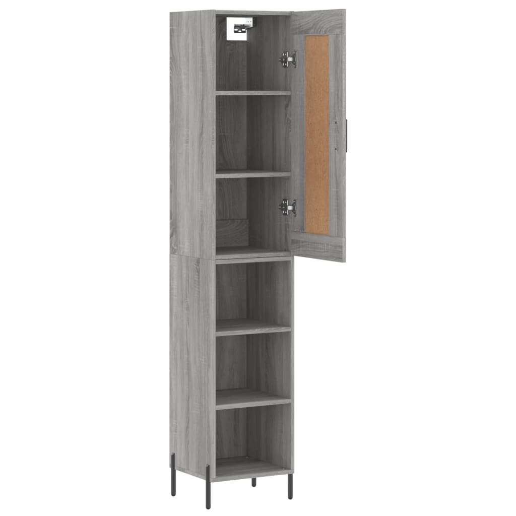 vidaXL Aparador alto madera contrachapada gris Sonoma 34,5x34x180 cm