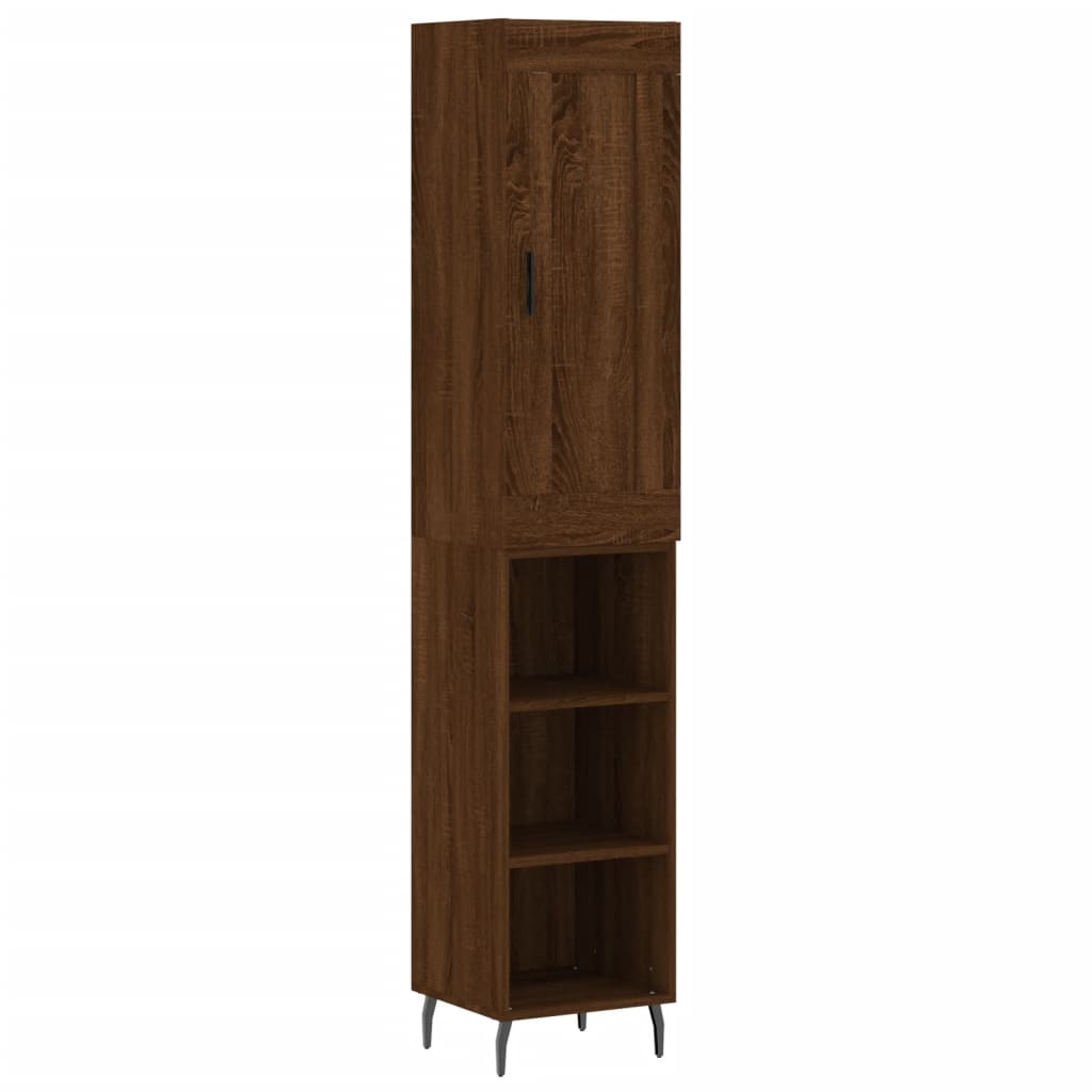 vidaXL Aparador alto madera contrachapada roble marrón 34,5x34x180 cm