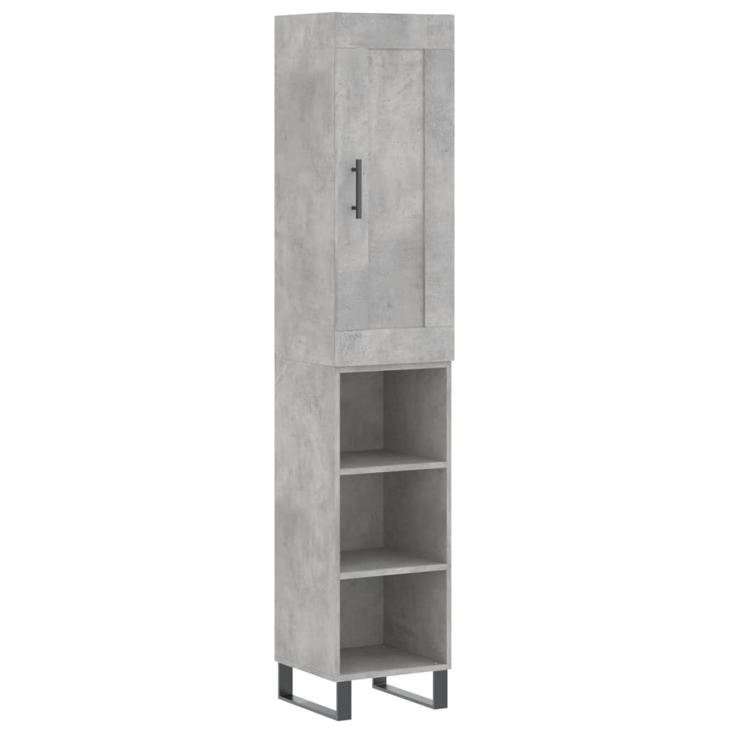 vidaXL Aparador de madera contrachapada gris hormigón 34,5x34x180 cm