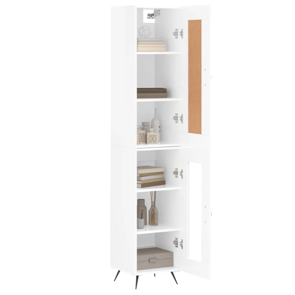 vidaXL Aparador alto madera contrachapada blanco brillo 34,5x34x180 cm