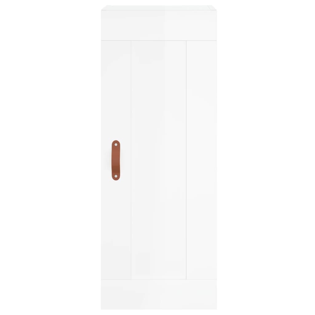 vidaXL Aparador alto madera contrachapada blanco brillo 34,5x34x180 cm