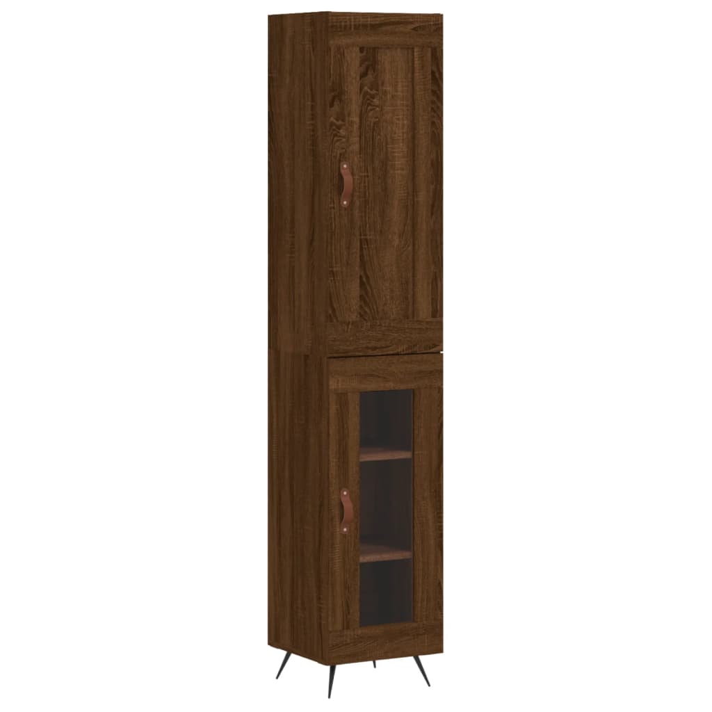 vidaXL Aparador alto madera contrachapada roble marrón 34,5x34x180 cm