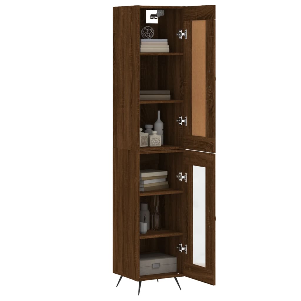 vidaXL Aparador alto madera contrachapada roble marrón 34,5x34x180 cm