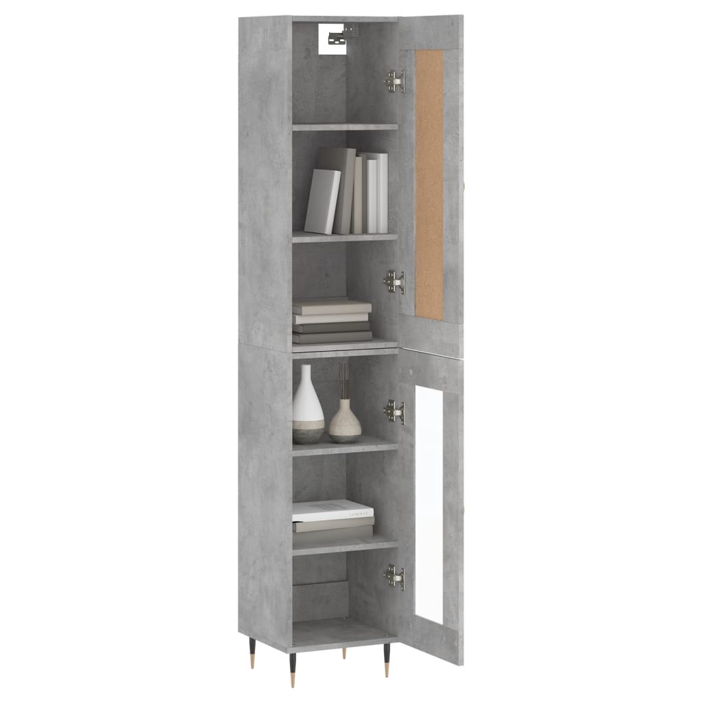 vidaXL Aparador de madera contrachapada gris hormigón 34,5x34x180 cm