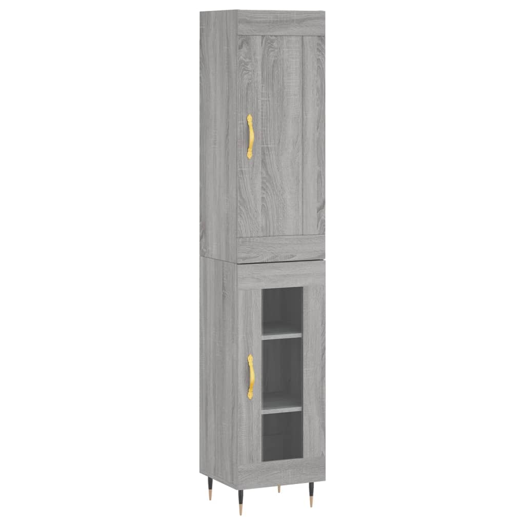 vidaXL Aparador alto madera contrachapada gris Sonoma 34,5x34x180 cm