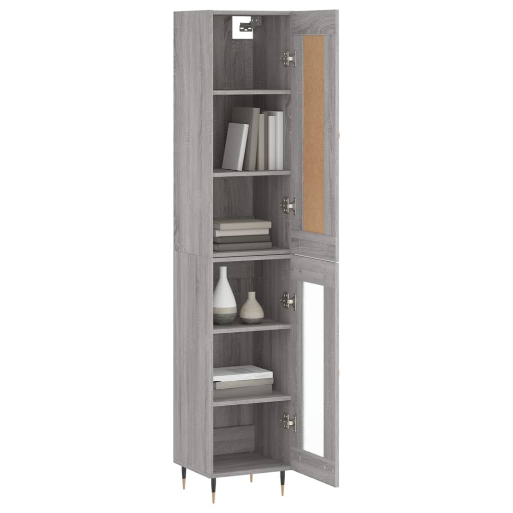 vidaXL Aparador alto madera contrachapada gris Sonoma 34,5x34x180 cm