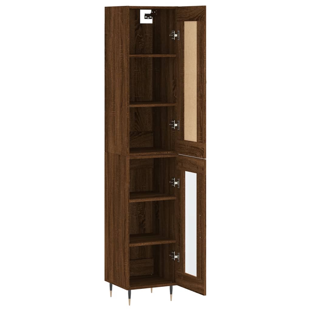 vidaXL Aparador alto madera contrachapada roble marrón 34,5x34x180 cm