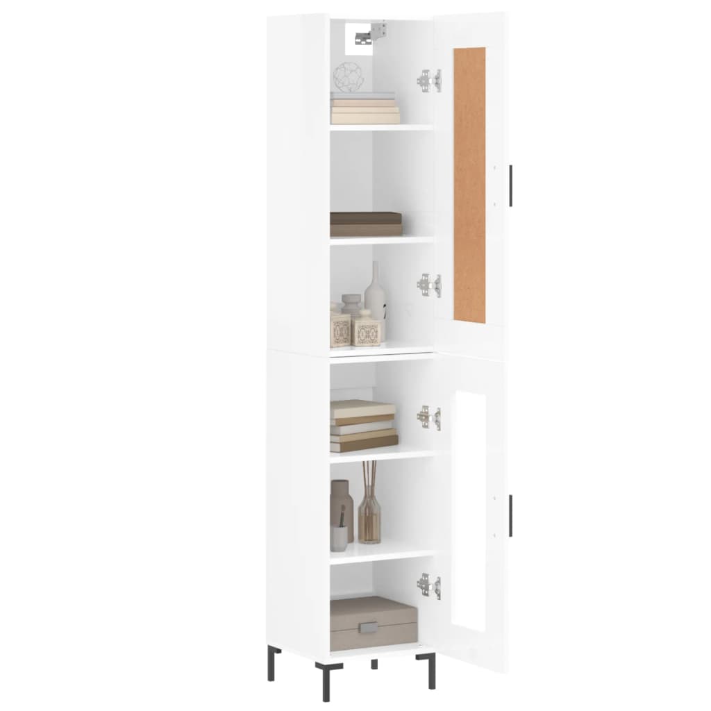 vidaXL Aparador alto madera contrachapada blanco brillo 34,5x34x180 cm