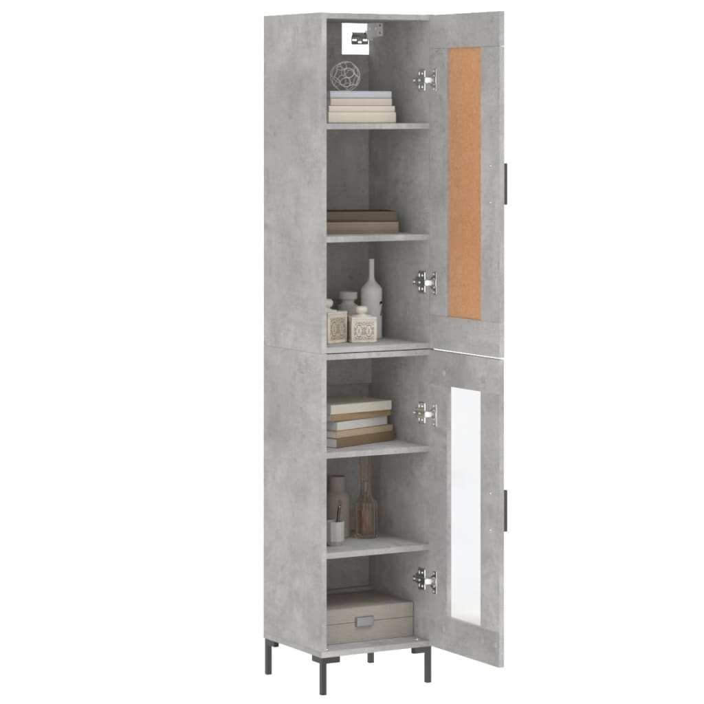 vidaXL Aparador de madera contrachapada gris hormigón 34,5x34x180 cm