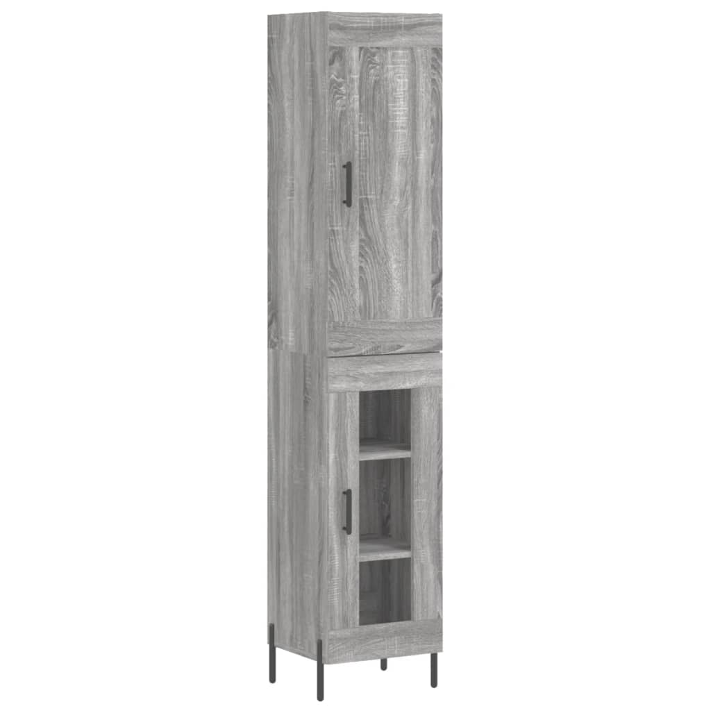 vidaXL Aparador alto madera contrachapada gris Sonoma 34,5x34x180 cm