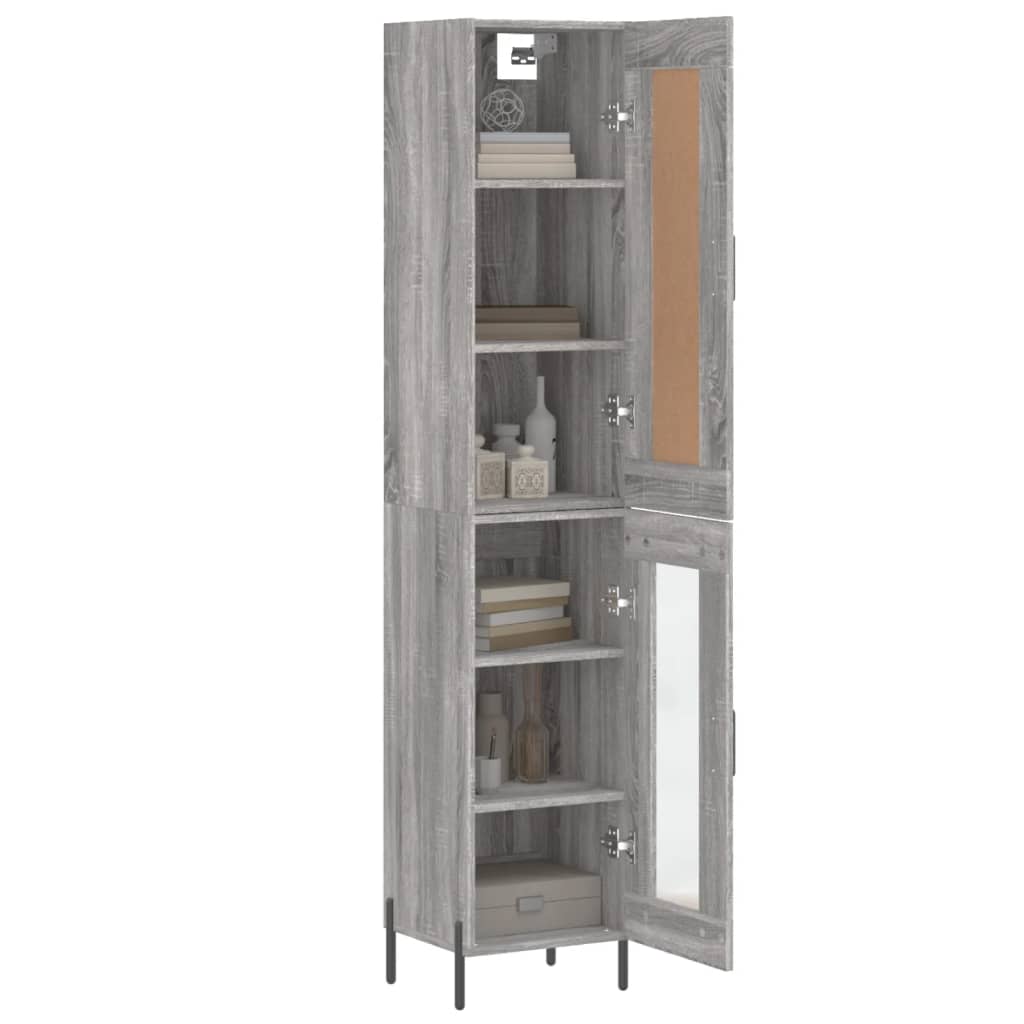 vidaXL Aparador alto madera contrachapada gris Sonoma 34,5x34x180 cm