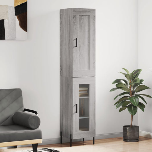 vidaXL Aparador alto madera contrachapada gris Sonoma 34,5x34x180 cm