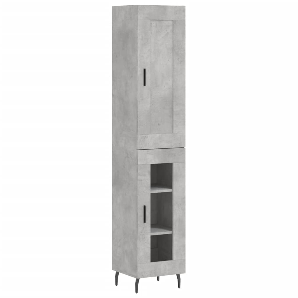 vidaXL Aparador de madera contrachapada gris hormigón 34,5x34x180 cm