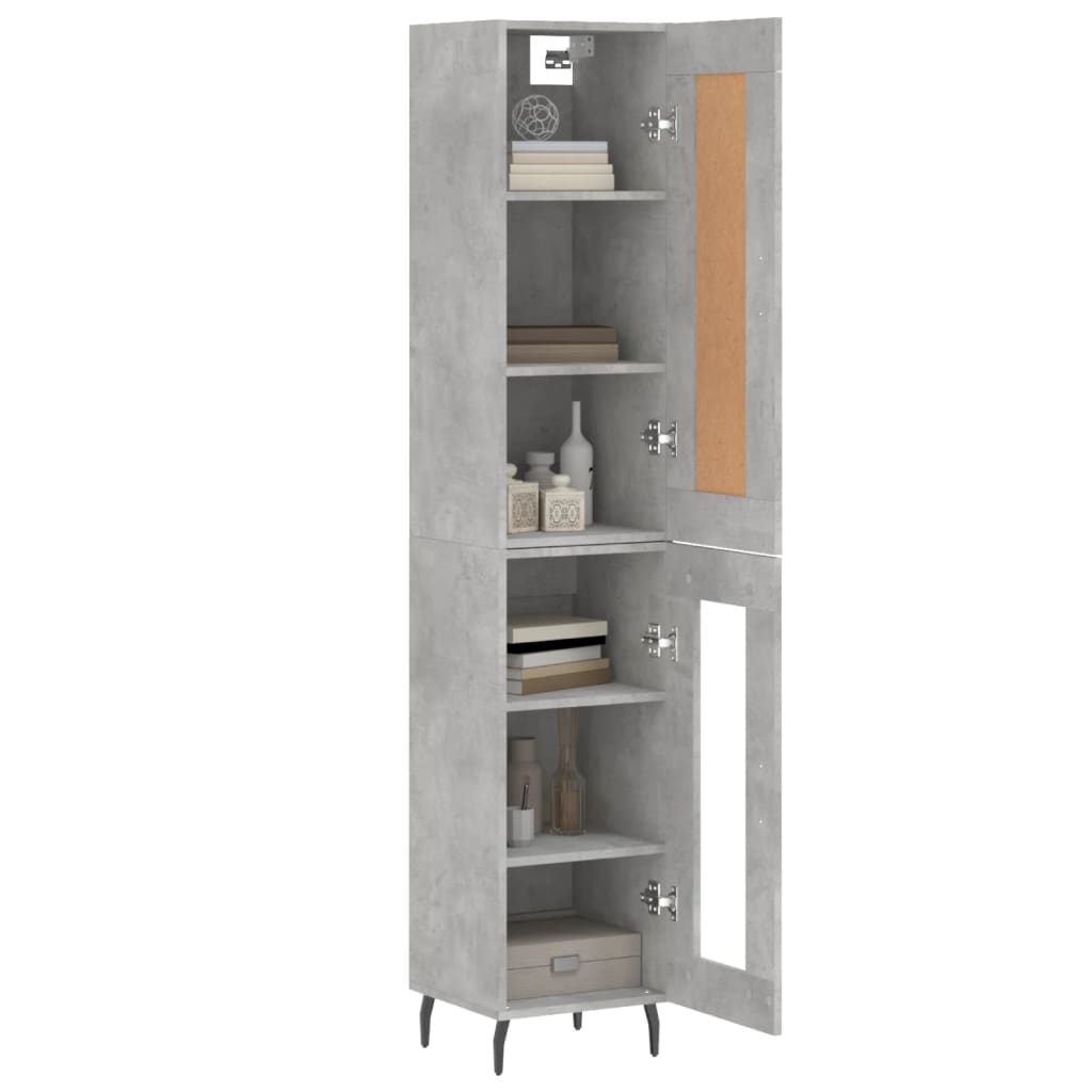 vidaXL Aparador de madera contrachapada gris hormigón 34,5x34x180 cm