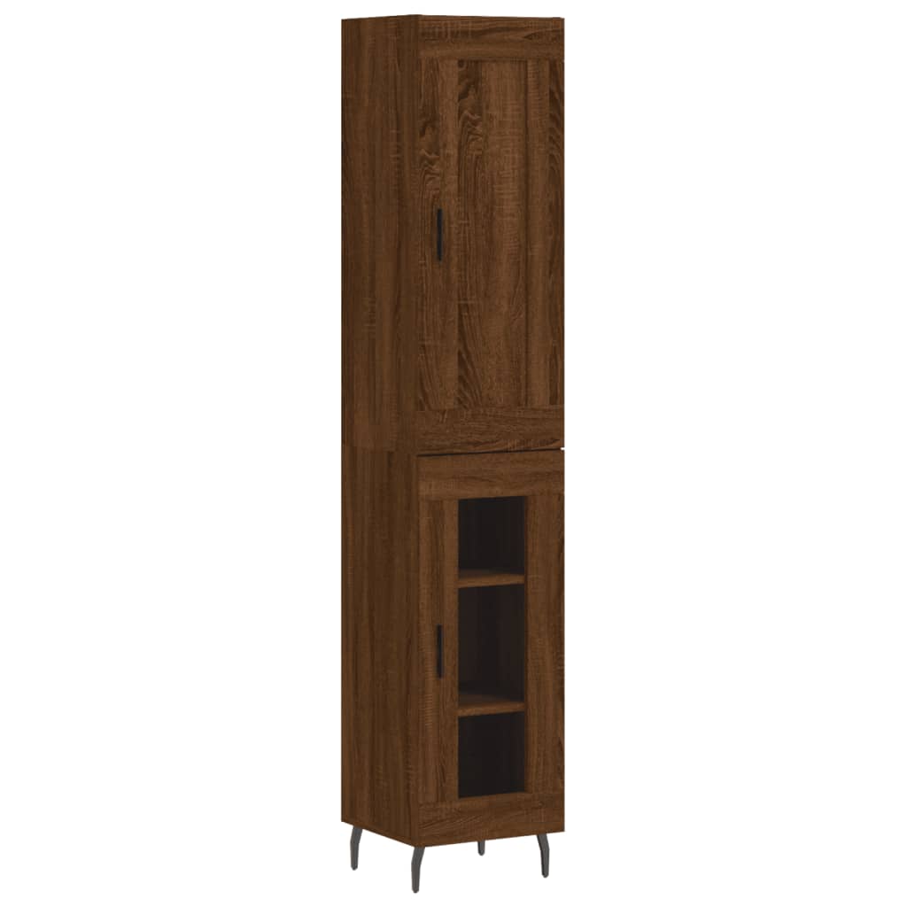 vidaXL Aparador alto madera contrachapada roble marrón 34,5x34x180 cm