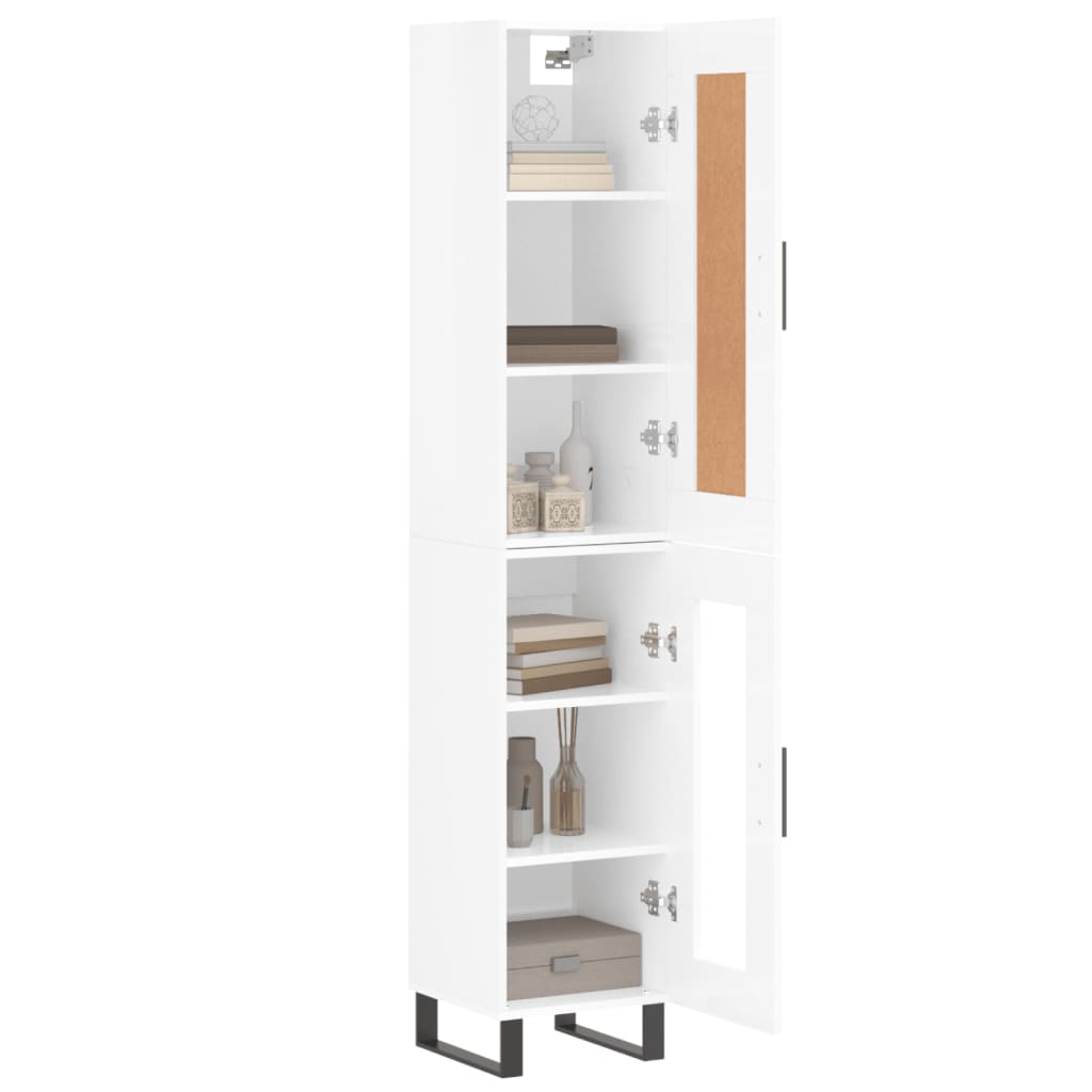 vidaXL Aparador alto madera contrachapada blanco brillo 34,5x34x180 cm