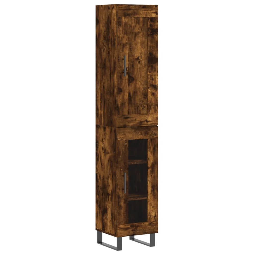 vidaXL Aparador de madera contrachapada roble ahumado 34,5x34x180 cm