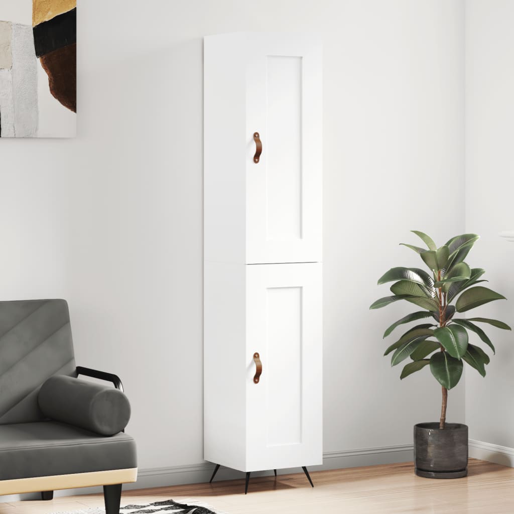 vidaXL Aparador alto madera contrachapada blanco 34,5x34x180 cm