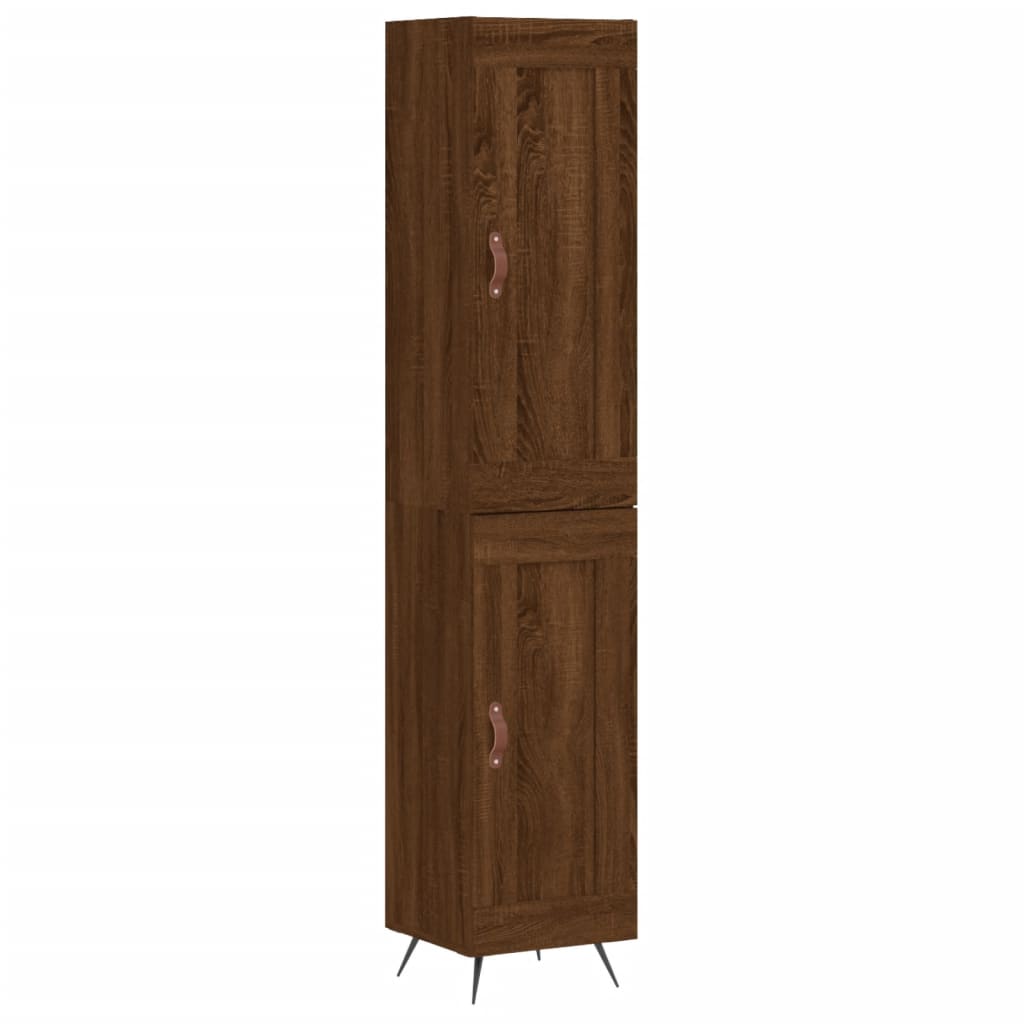 vidaXL Aparador alto madera contrachapada roble marrón 34,5x34x180 cm