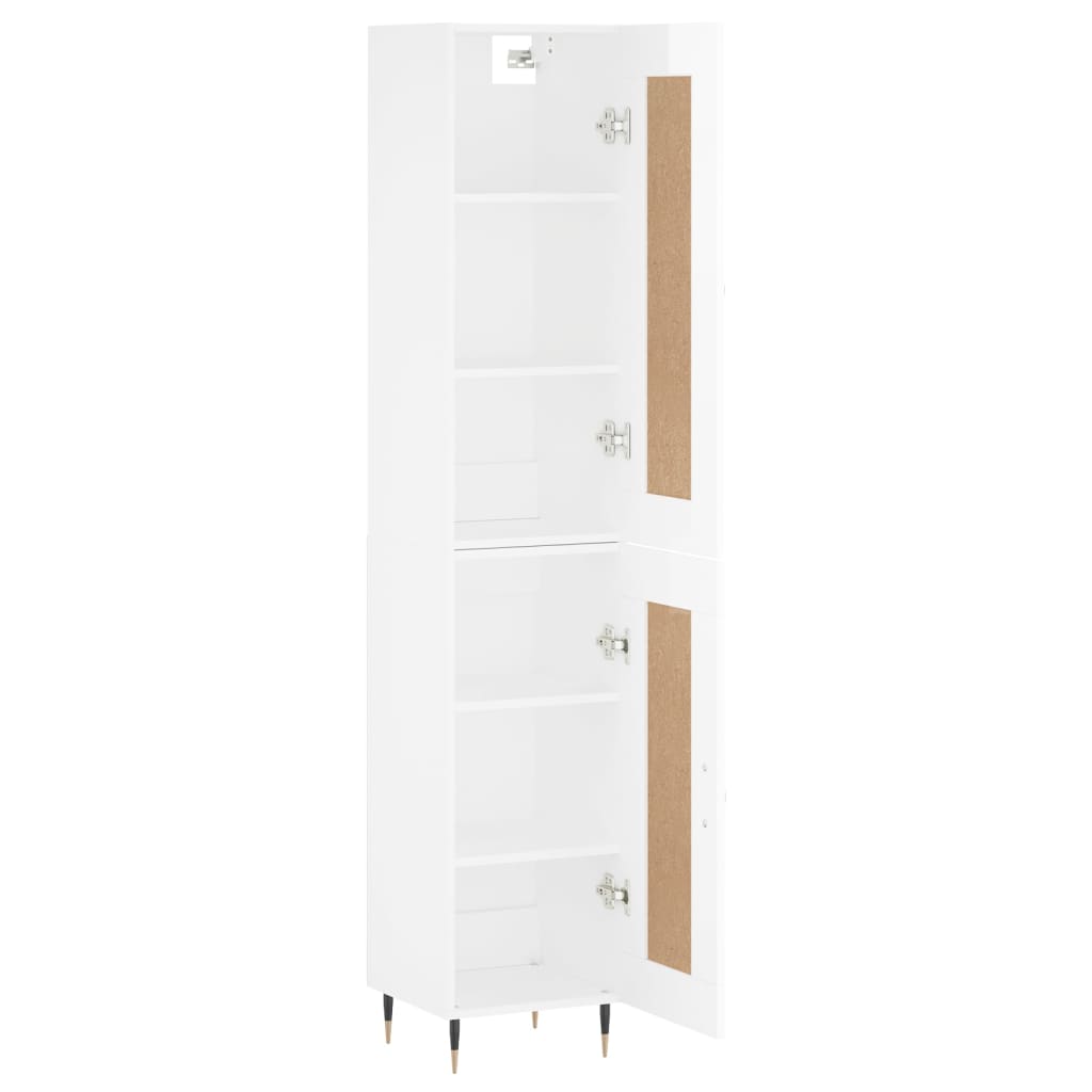 vidaXL Aparador alto madera contrachapada blanco brillo 34,5x34x180 cm