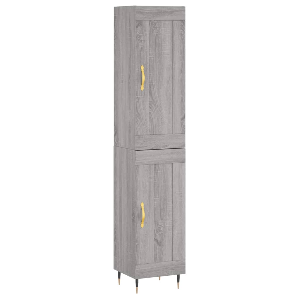 vidaXL Aparador alto madera contrachapada gris Sonoma 34,5x34x180 cm