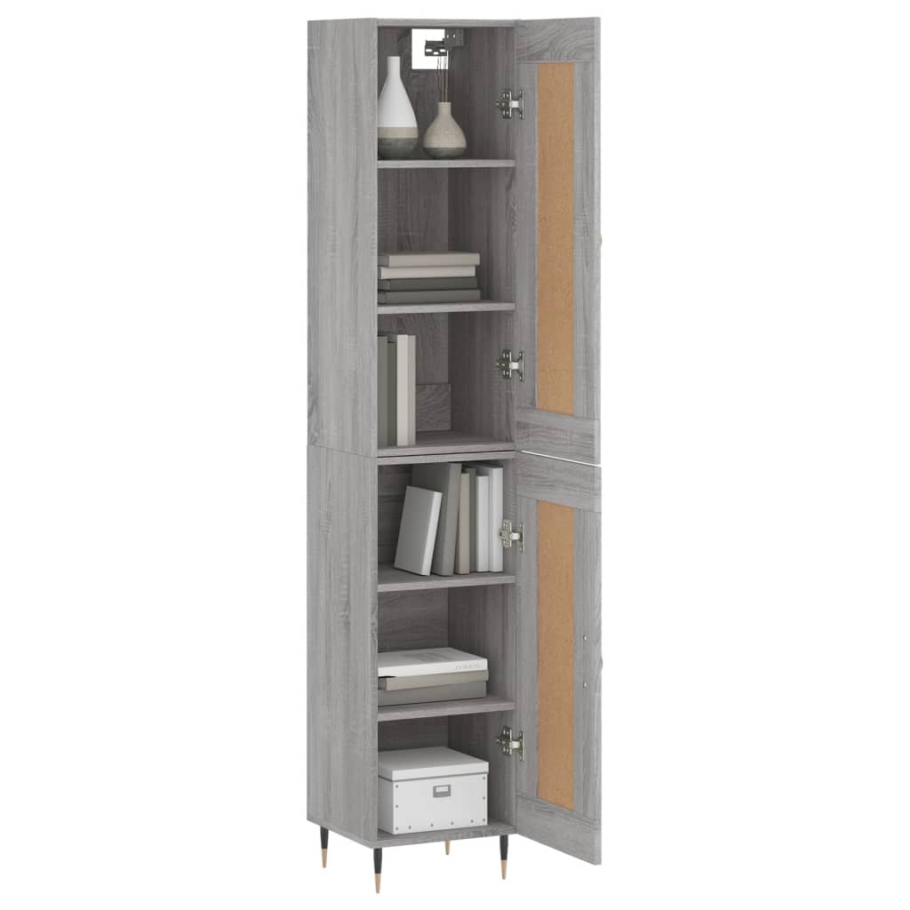 vidaXL Aparador alto madera contrachapada gris Sonoma 34,5x34x180 cm