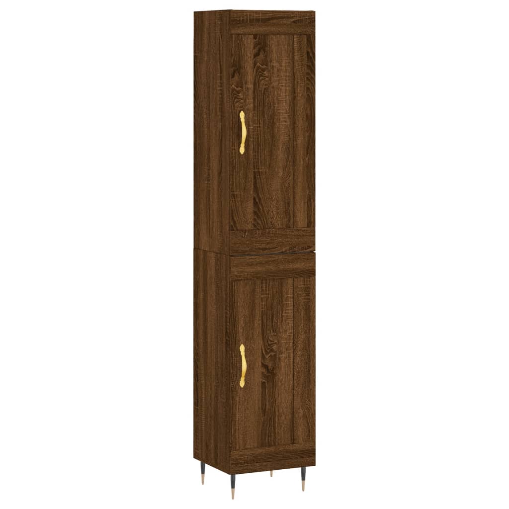 vidaXL Aparador alto madera contrachapada roble marrón 34,5x34x180 cm