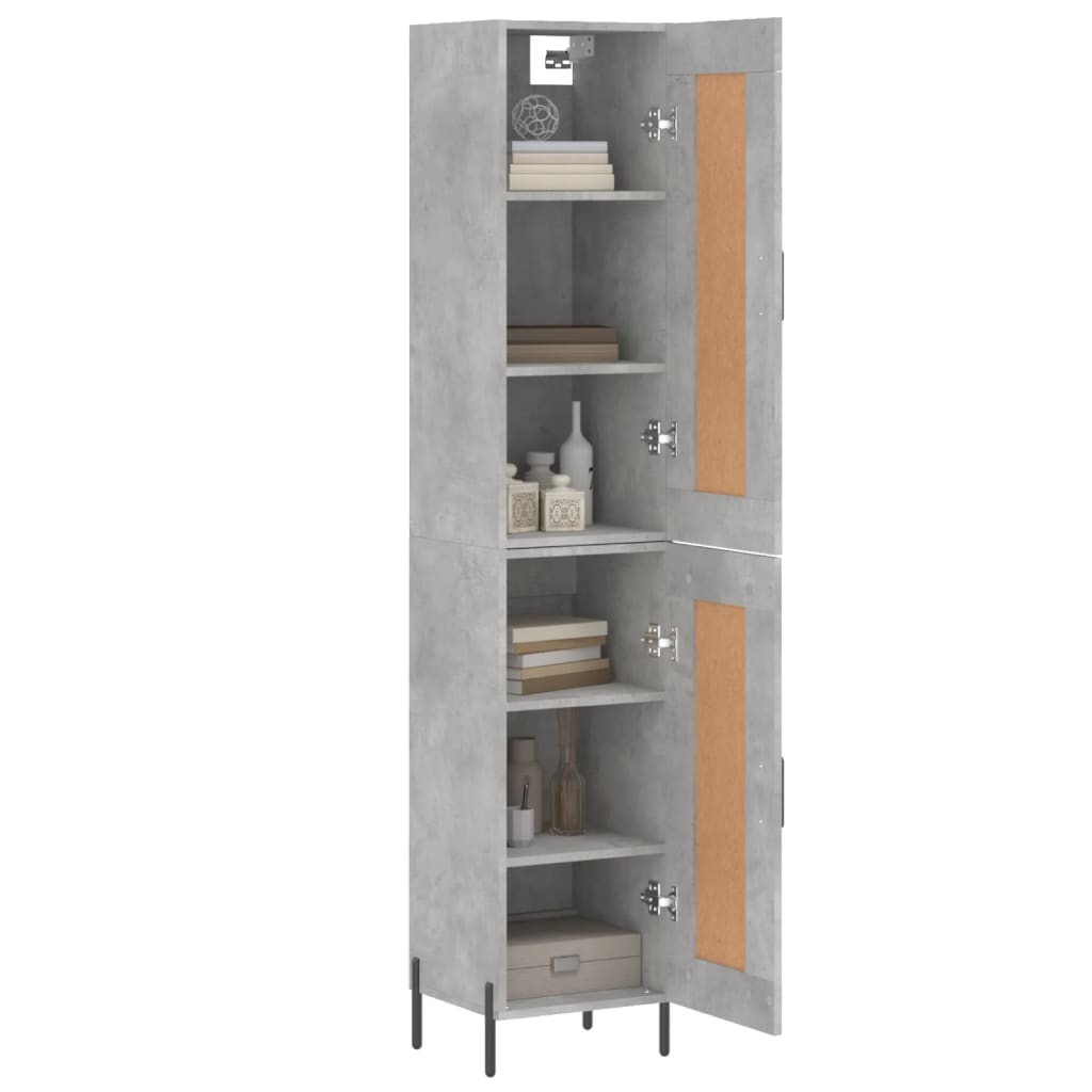 vidaXL Aparador de madera contrachapada gris hormigón 34,5x34x180 cm