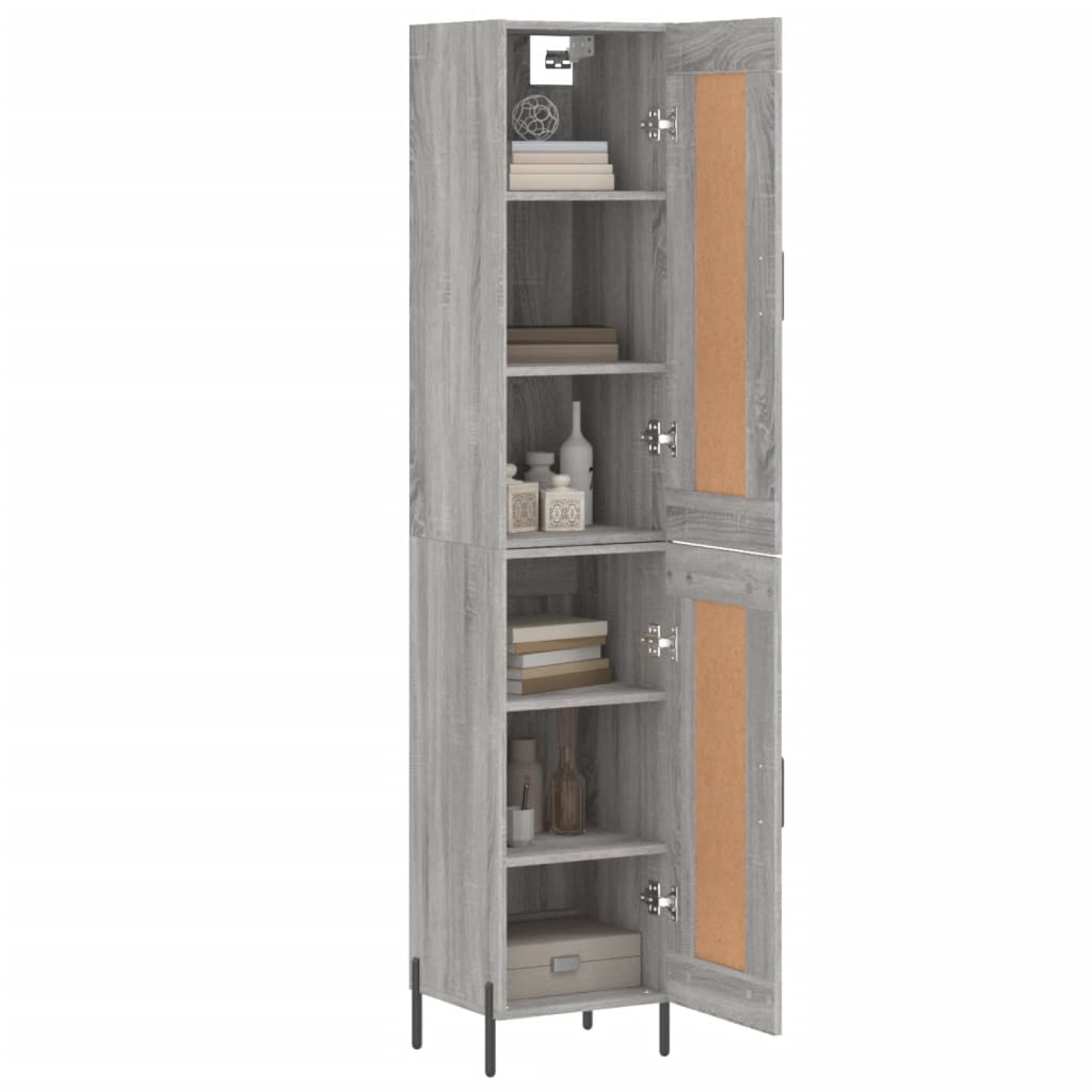 vidaXL Aparador alto madera contrachapada gris Sonoma 34,5x34x180 cm