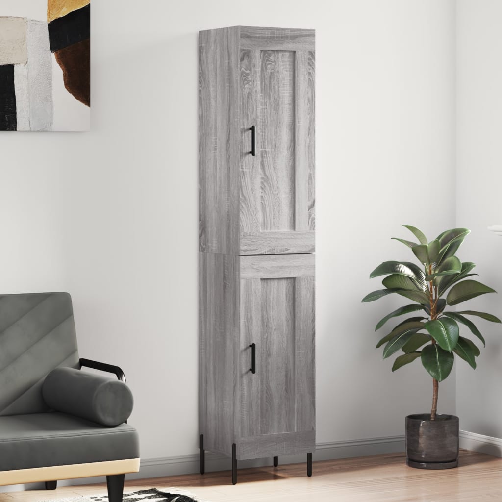 vidaXL Aparador alto madera contrachapada gris Sonoma 34,5x34x180 cm