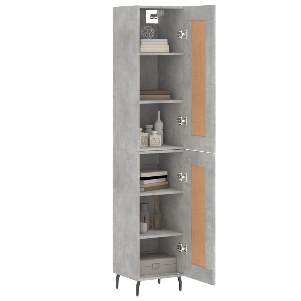 vidaXL Aparador de madera contrachapada gris hormigón 34,5x34x180 cm