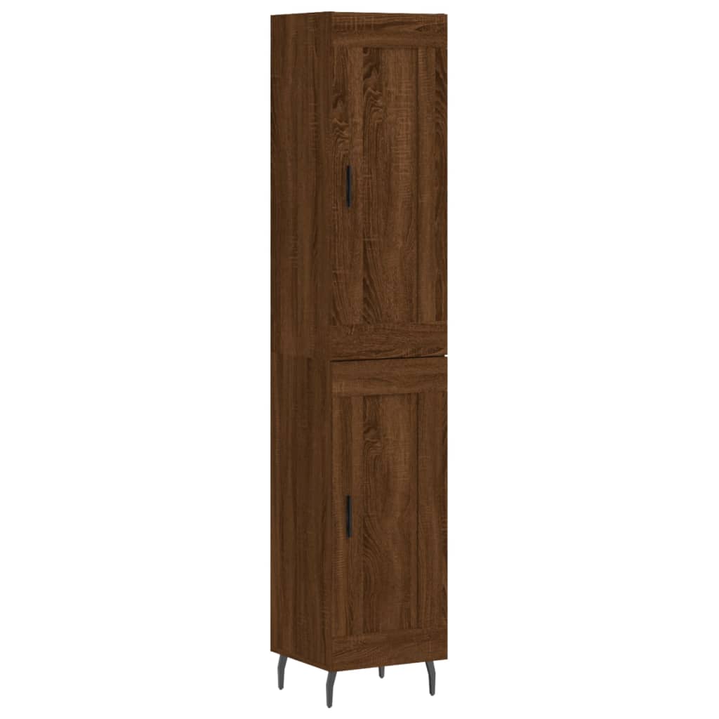 vidaXL Aparador alto madera contrachapada roble marrón 34,5x34x180 cm