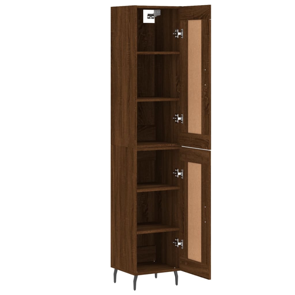 vidaXL Aparador alto madera contrachapada roble marrón 34,5x34x180 cm